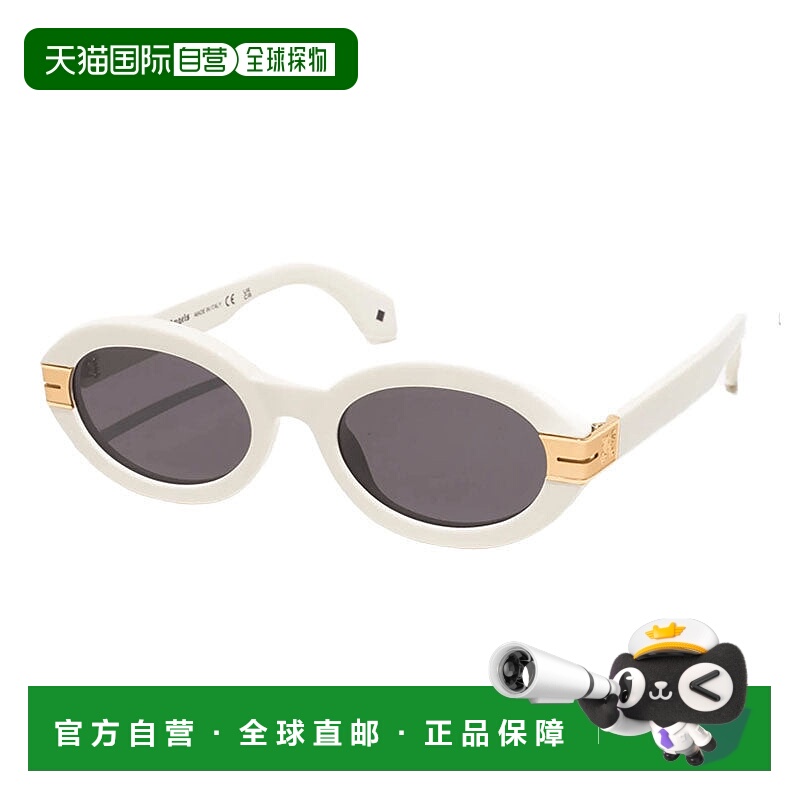 自营Palm Angels Sunglasses Oval Full Rim, White Frame And Gr