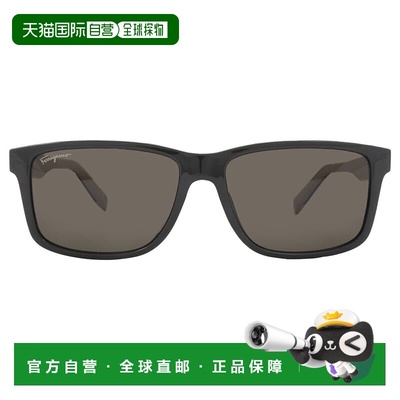 自营Salvatore Ferragamo Dark Grey Rectangular Men's Sunglass