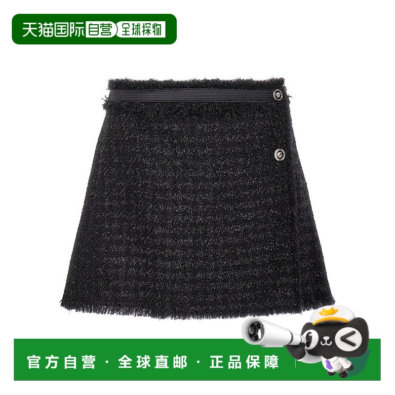 自营 versaceA-Line Lurex羊毛混纺裙-黑色 美国奥莱直发范思哲