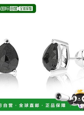 自营 vir jewels5.50 克拉梨形黑色钻石耳钉 .925 纯银爪镶 - 银