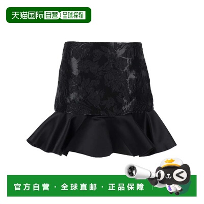自营ganniBlack Floral Jacquard Satin Mini Skirt - black 美国