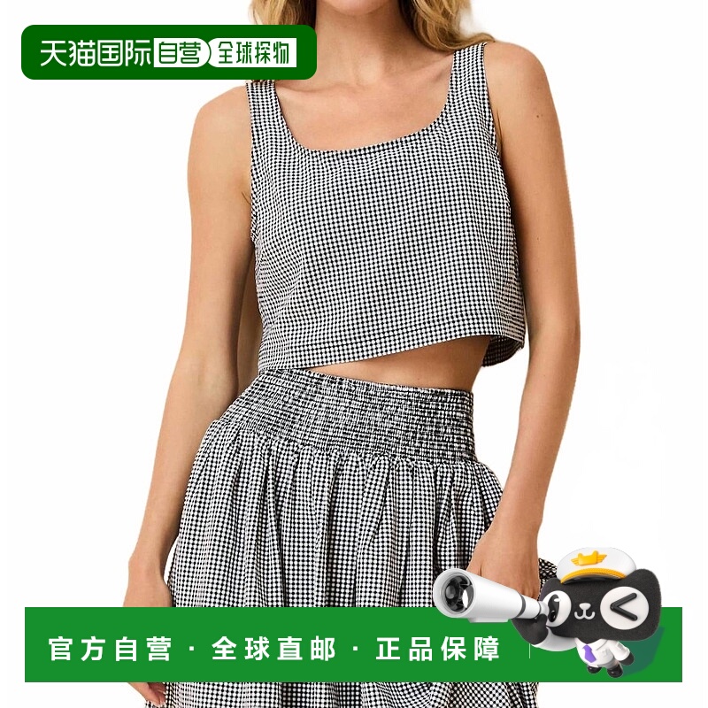 自营solid & stripedAnise Crop Top In Noir Gingham-黑色Gingha