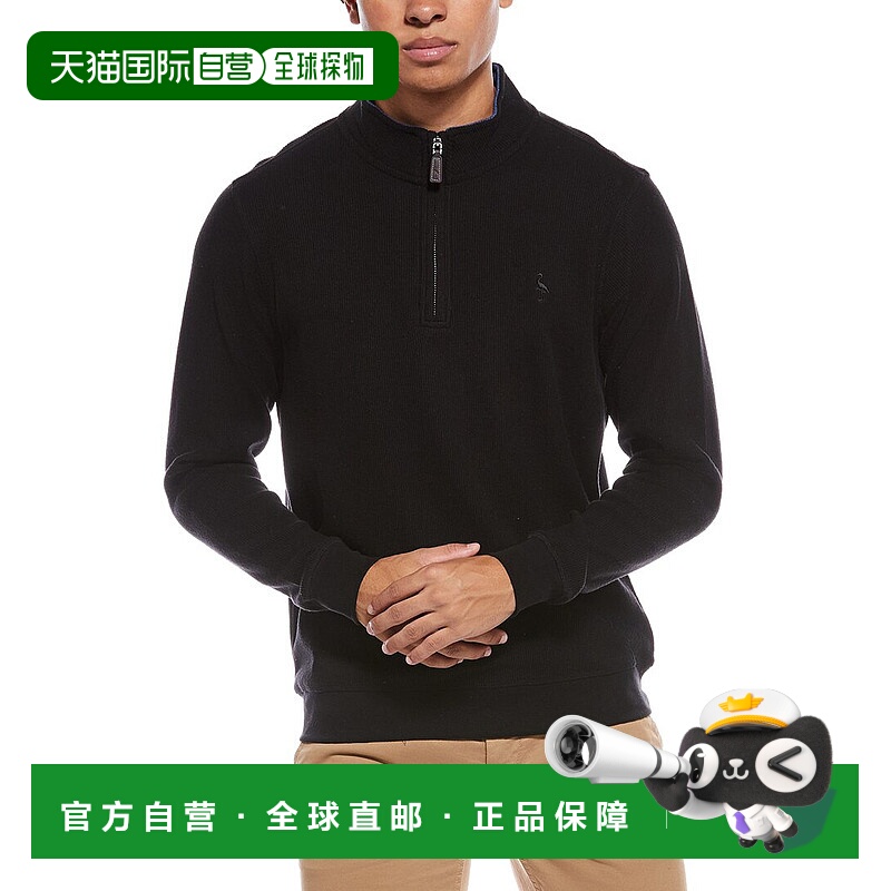自营TailorByrd Cozy Knit 1/4-Zip Mock Sweater - black 美国奥