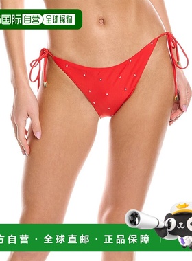自营 PQ Swim 刺绣系带小比基尼泳裤 - 红色 美国奥莱直发性感
