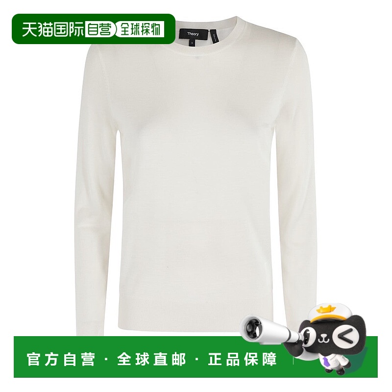 自营theory长袖圆领毛衣-白色 美国奥莱直发