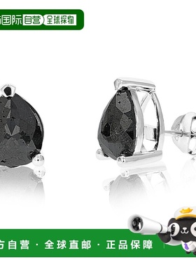 自营vir jewels5 克拉梨形黑色钻石耳钉 .925 纯银爪镶 - 银 美国