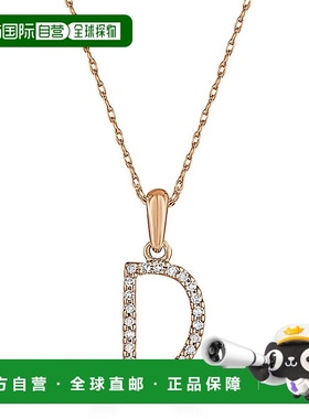 自营 sabrina14k 玫瑰金和钻石初始项链 - 玫瑰 d 美国奥莱直发