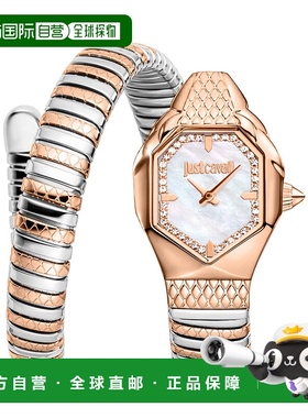 自营JUST CAVALLI Womens's Snake Watch, Rose Gold Color Case,