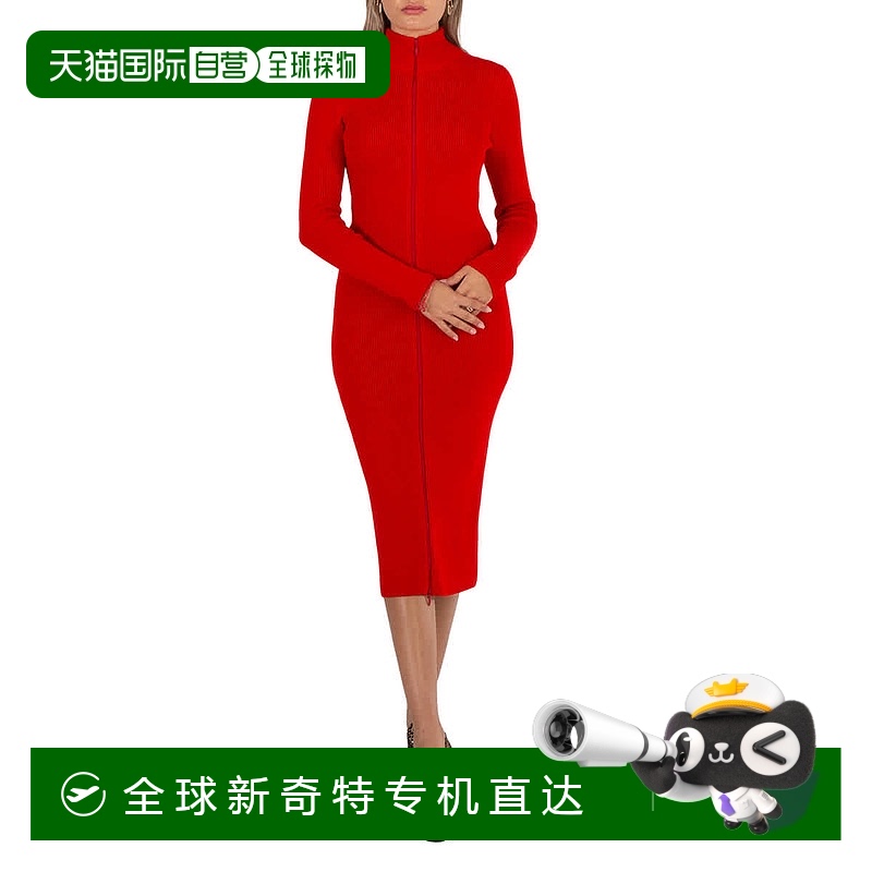自营 Loewe Vermillion羊毛混纺拉链迷笛连衣裙，尺码X-Small-朱