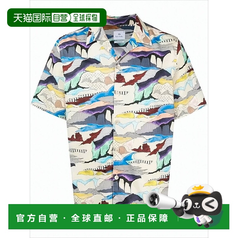 自营paul smithShort-Sleeve Camp Collar Shirt With Abstract P