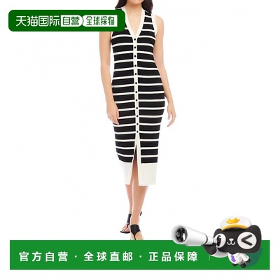 自营fifteen twentyJenna V-Neck Sweater Dress In Black White