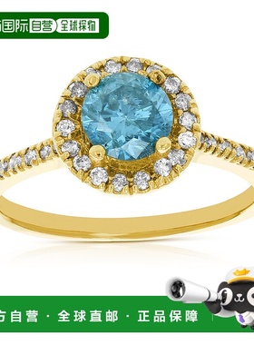 自营 vir jewels1.30 克拉蓝色和白色钻石订婚戒指 14K 黄金新娘