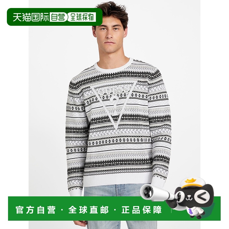 自营guessArlo Crewneck Sweater - jet black multi 美国奥莱直