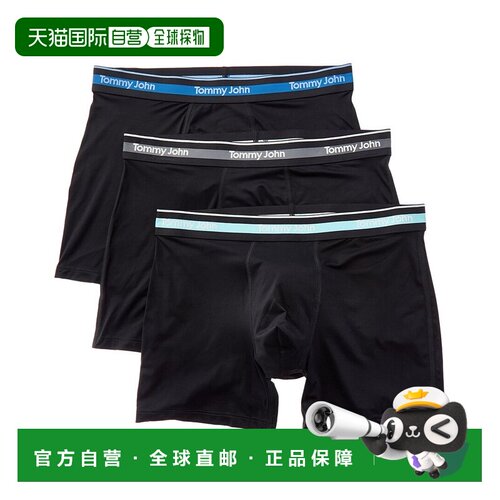 自营Tommy John 3套Comfort Micro 4in平角短裤-黑色 美国奥莱直