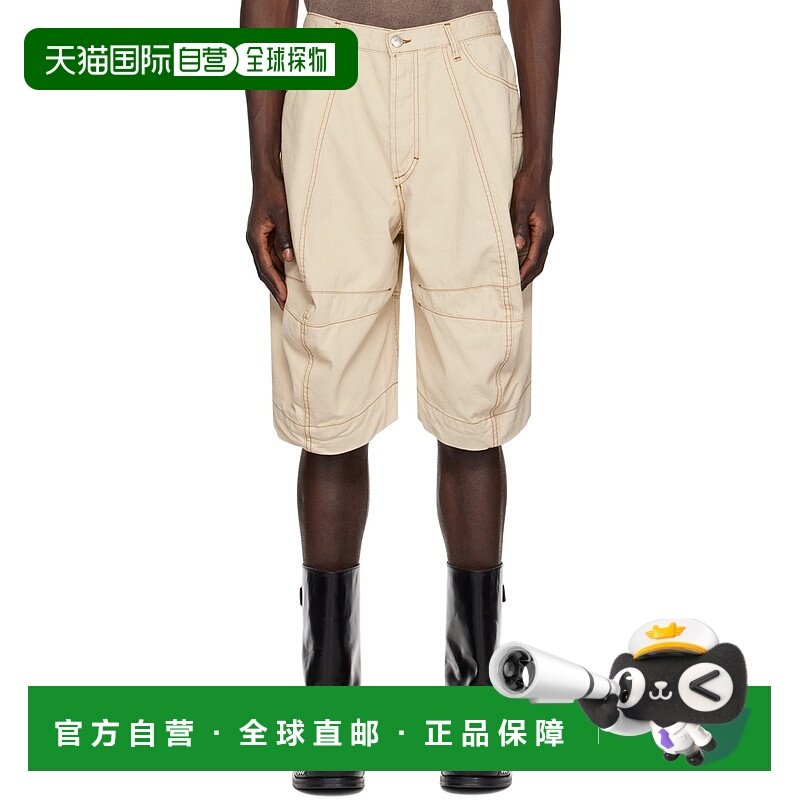 1h可退 香港直邮潮奢 Edward Cuming 男士 灰白色拼接牛仔短裤 SS