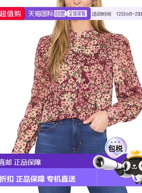自营CeCe Open Collar Blouse - Red 泡泡袖美国直发奥莱