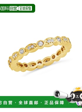 自营 sterling forever纯银方晶锆石包边戒指 - 金 美国奥莱直发