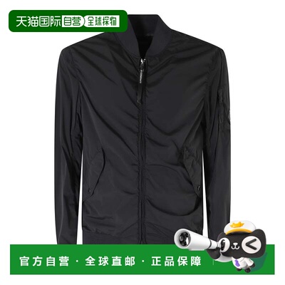 自营c.p. company黑色NYCRA R标志性镜头聚酰胺飞行员夹克-黑色