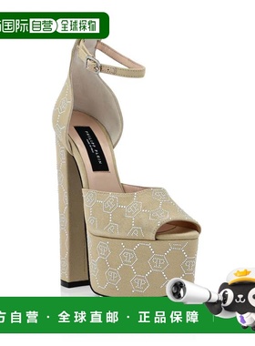 自营philipp pleinSandals High Heels Strass Monogram - beige