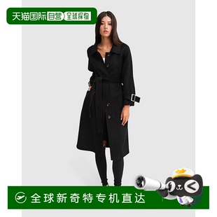 黑色 自营 bloom岸到岸系带羊毛大衣 belle 美国奥莱直发