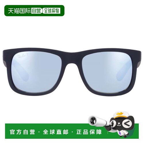 自营ray-ban雷朋贾斯汀经典绿色镜面银色偏光方形男士太阳镜RB416