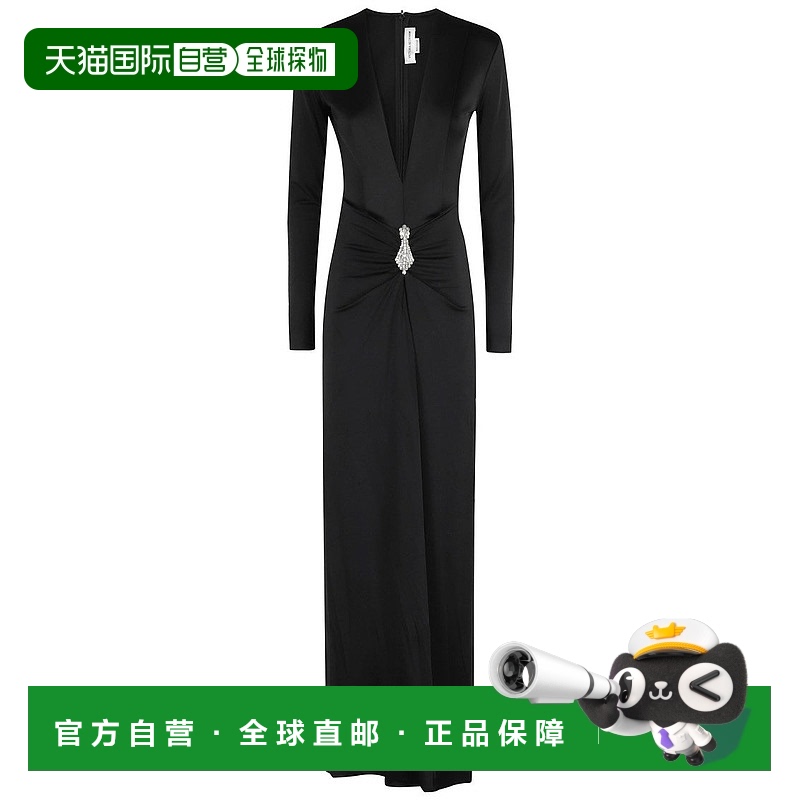 自营 victoria beckhamLong Sleeve V-Neck Gown - black 美国奥