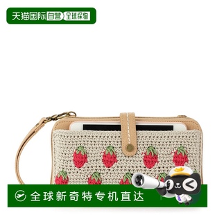 天然草莓 自营 the sakIris大号智能手机Crossbody 手工钩针编织