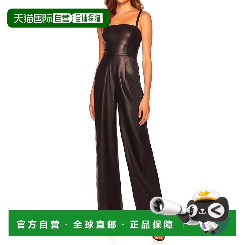 自营susana monacoFaux Leather Square Neck Tank Jumpsuit In B