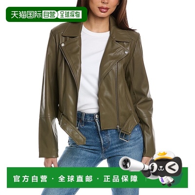 自营French Connection不对称摩托车夹克-绿色 美国奥莱直发