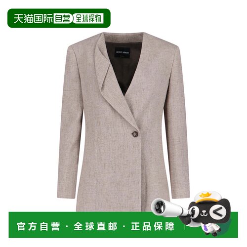 自营giorgio armani单排扣剪裁西装外套-Taupe-中性 美国奥莱直发