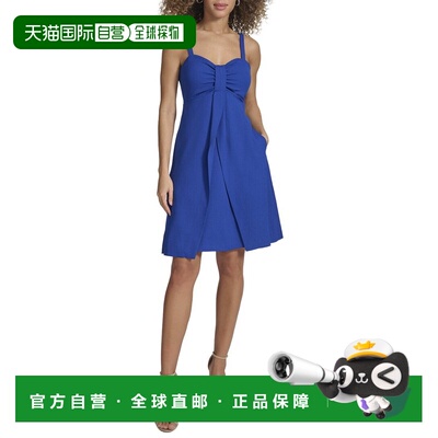 自营Kensie Textured Woven Mini Dress - Blue 美国奥莱直发吊带