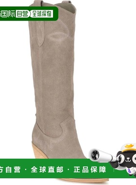 自营Nine West Smash Boots Women's Taupe Pointed Toe Knee-Hig