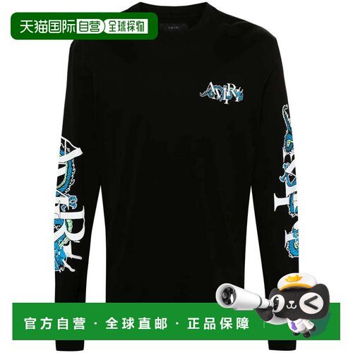 自营Amiri男士黑色LNY Dragon长袖t恤-黑色 美国奥莱直发