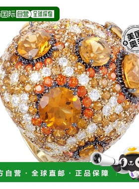 自营 Roberto Coin 18K 黄金橙色黄水晶和托帕石和钻石鸡尾酒戒指