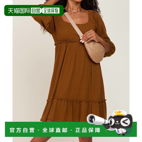 自营 gilli摩卡铜色针织连衣裙 - 摩卡色 美国奥莱直发性感