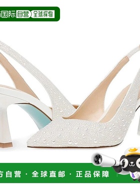 自营 蓝色Betsey Johnson Clark Pump女式美国6码象牙色镶边露跟Z