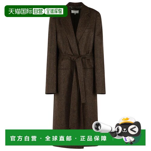 自营maison margiela'Herringbone' 棕色羊毛大衣-黑色 美国奥莱