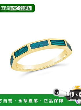 自营 sterling foreverMalachite Baguette Eternity Band Ring g