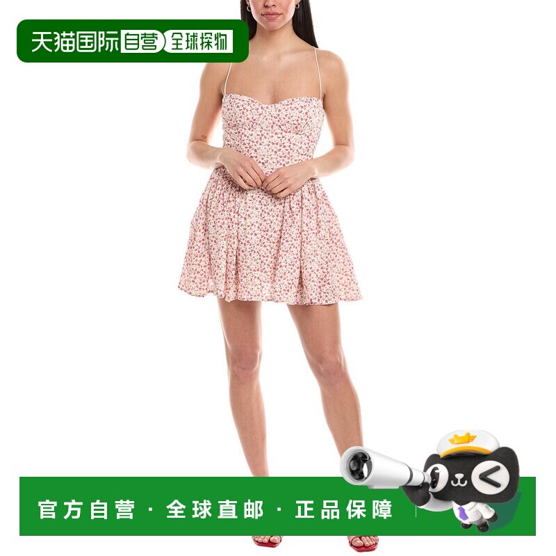 自营bardot芭铎Estie Broderie迷你连衣裙-红色 美国奥莱直发吊带
