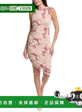 自营 Kenneth Cole褶皱网眼迷笛裙-粉红色连衣裙 美国奥莱直发