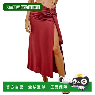 Alana Solid Midi Skirt 美国奥莱直发 自营 cranberry ViX