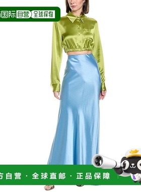 自营 STAUD Voyage裙子-蓝色 美国奥莱直发半身裙a字裙