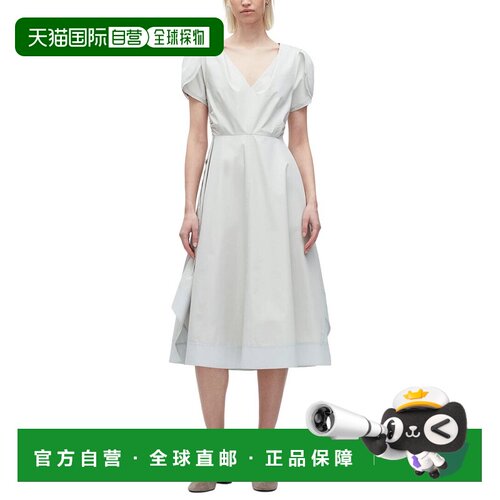 自营3.1 Phillip Lim软郁金香袖v领连衣裙-灰色 美国奥莱直发