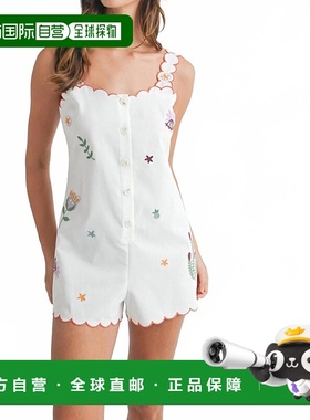 自营 mable米白色至米白色刺绣纽扣式连帽衫 美国奥莱直发背带裤