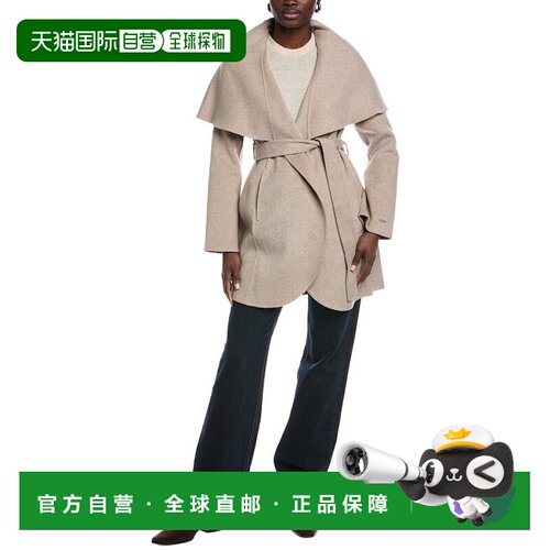 自营Tahari Marilyn Wool-Blend Coat - Brown 外套美国直发奥莱