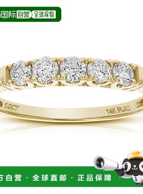 自营 vir jewels1/2 克拉 5 石钻石戒指订婚新娘 14K 白金或黄金