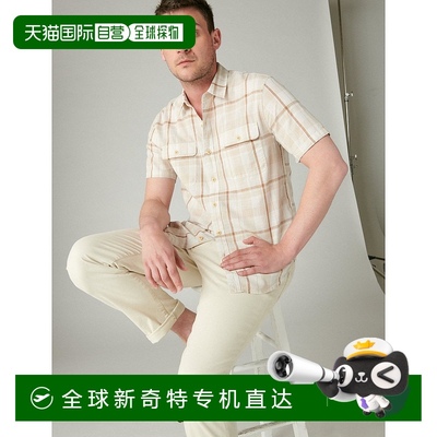 自营 Lucky Brand 男士格子短袖实用衬衫 - 浅红色 【美国奥莱】
