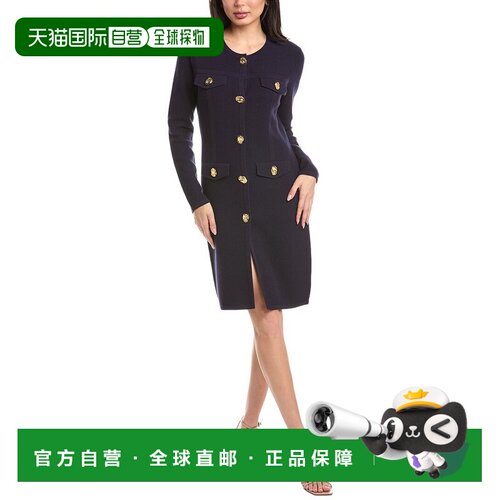 自营St. John Pique Knit Midi Dress - navy 美国奥莱直发