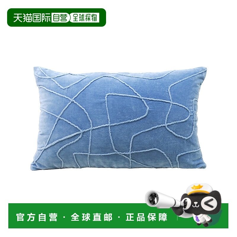 自营 vibhsaLinden Street 纯色天鹅绒刺绣装饰枕头，14 英寸 x 2