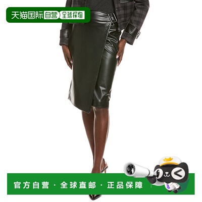 自营Kenneth Cole Vegan Leather Wrap Skirt - black 美国奥莱直